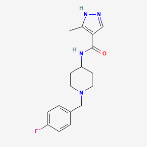 molecular formula C17H21FN4O B7326943 N-[1-[(4-fluorophenyl)methyl]piperidin-4-yl]-5-methyl-1H-pyrazole-4-carboxamide 