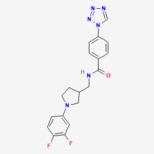 molecular formula C19H18F2N6O B7327102 N-[[1-(3,4-difluorophenyl)pyrrolidin-3-yl]methyl]-4-(tetrazol-1-yl)benzamide 