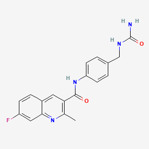 molecular formula C19H17FN4O2 B7327431 N-[4-[(carbamoylamino)methyl]phenyl]-7-fluoro-2-methylquinoline-3-carboxamide 
