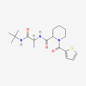 molecular formula C18H27N3O3S B7327794 N-[1-(tert-butylamino)-1-oxopropan-2-yl]-1-(thiophene-2-carbonyl)piperidine-2-carboxamide 