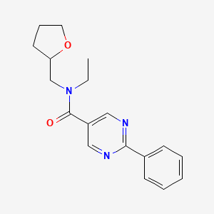 molecular formula C18H21N3O2 B7327826 N-ethyl-N-(oxolan-2-ylmethyl)-2-phenylpyrimidine-5-carboxamide 