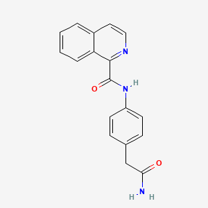 molecular formula C18H15N3O2 B7328166 N-[4-(2-amino-2-oxoethyl)phenyl]isoquinoline-1-carboxamide 