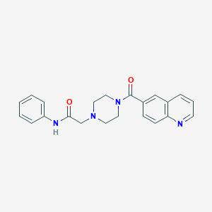 molecular formula C22H22N4O2 B7328252 N-phenyl-2-[4-(quinoline-6-carbonyl)piperazin-1-yl]acetamide 