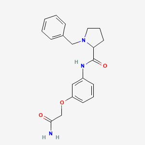 molecular formula C20H23N3O3 B7328257 N-[3-(2-amino-2-oxoethoxy)phenyl]-1-benzylpyrrolidine-2-carboxamide 