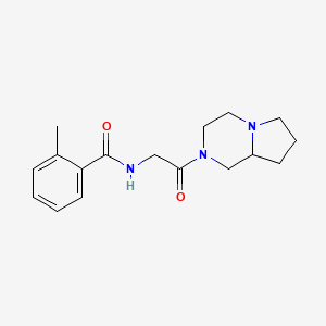 molecular formula C17H23N3O2 B7328409 N-[2-(3,4,6,7,8,8a-hexahydro-1H-pyrrolo[1,2-a]pyrazin-2-yl)-2-oxoethyl]-2-methylbenzamide 