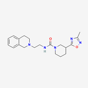molecular formula C20H27N5O2 B7328436 N-[2-(3,4-dihydro-1H-isoquinolin-2-yl)ethyl]-3-(3-methyl-1,2,4-oxadiazol-5-yl)piperidine-1-carboxamide 