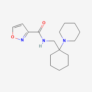 molecular formula C16H25N3O2 B7328820 N-[(1-piperidin-1-ylcyclohexyl)methyl]-1,2-oxazole-3-carboxamide 