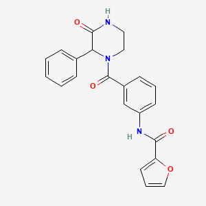 molecular formula C22H19N3O4 B7329338 N-[3-(3-oxo-2-phenylpiperazine-1-carbonyl)phenyl]furan-2-carboxamide 