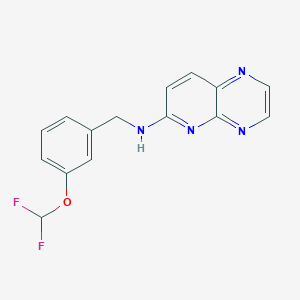 molecular formula C15H12F2N4O B7329426 N-[[3-(difluoromethoxy)phenyl]methyl]pyrido[2,3-b]pyrazin-6-amine 