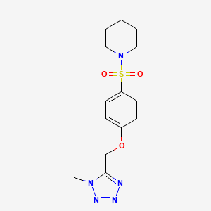 molecular formula C14H19N5O3S B7330222 1-[4-[(1-Methyltetrazol-5-yl)methoxy]phenyl]sulfonylpiperidine 
