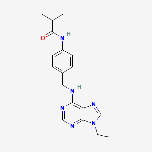molecular formula C18H22N6O B7330245 N-[4-[[(9-ethylpurin-6-yl)amino]methyl]phenyl]-2-methylpropanamide 