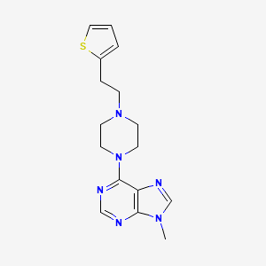 molecular formula C16H20N6S B7330257 9-Methyl-6-[4-(2-thiophen-2-ylethyl)piperazin-1-yl]purine 