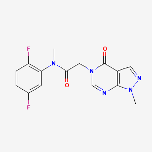 molecular formula C15H13F2N5O2 B7330268 N-(2,5-difluorophenyl)-N-methyl-2-(1-methyl-4-oxopyrazolo[3,4-d]pyrimidin-5-yl)acetamide 