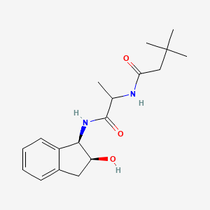 molecular formula C18H26N2O3 B7332821 N-[1-[[(1R,2S)-2-hydroxy-2,3-dihydro-1H-inden-1-yl]amino]-1-oxopropan-2-yl]-3,3-dimethylbutanamide 