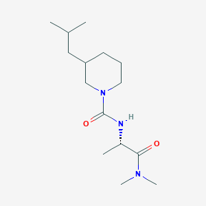 molecular formula C15H29N3O2 B7333335 N-[(2S)-1-(dimethylamino)-1-oxopropan-2-yl]-3-(2-methylpropyl)piperidine-1-carboxamide 