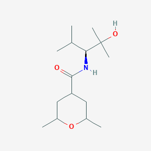 molecular formula C15H29NO3 B7333347 N-[(3S)-2-hydroxy-2,4-dimethylpentan-3-yl]-2,6-dimethyloxane-4-carboxamide 