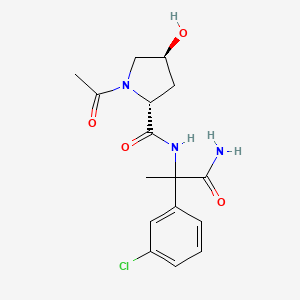 molecular formula C16H20ClN3O4 B7333609 (2R,4S)-1-acetyl-N-[1-amino-2-(3-chlorophenyl)-1-oxopropan-2-yl]-4-hydroxypyrrolidine-2-carboxamide 
