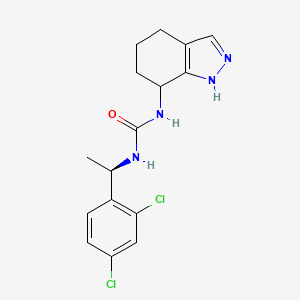 molecular formula C16H18Cl2N4O B7333695 1-[(1R)-1-(2,4-dichlorophenyl)ethyl]-3-(4,5,6,7-tetrahydro-1H-indazol-7-yl)urea 