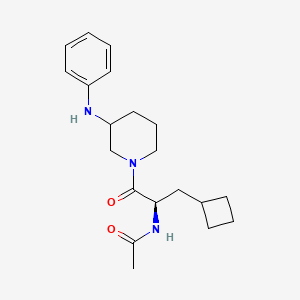 molecular formula C20H29N3O2 B7333797 N-[(2R)-1-(3-anilinopiperidin-1-yl)-3-cyclobutyl-1-oxopropan-2-yl]acetamide 