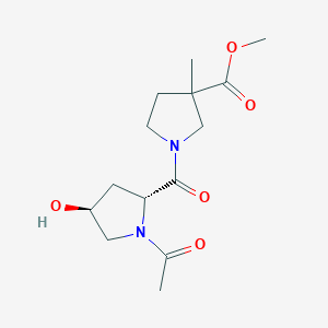 molecular formula C14H22N2O5 B7333838 methyl 1-[(2R,4S)-1-acetyl-4-hydroxypyrrolidine-2-carbonyl]-3-methylpyrrolidine-3-carboxylate 