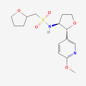 molecular formula C15H22N2O5S B7333967 N-[(2R,3S)-2-(6-methoxypyridin-3-yl)oxolan-3-yl]-1-(oxolan-2-yl)methanesulfonamide 