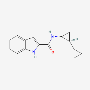 molecular formula C15H16N2O B7334370 N-[(1R,2S)-2-cyclopropylcyclopropyl]-1H-indole-2-carboxamide 