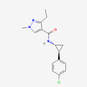 molecular formula C16H18ClN3O B7334530 N-[(1R,2S)-2-(4-chlorophenyl)cyclopropyl]-3-ethyl-1-methylpyrazole-4-carboxamide 