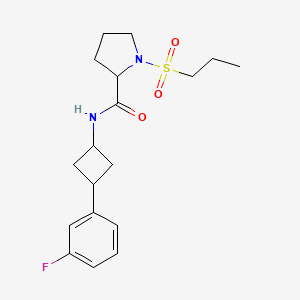 molecular formula C18H25FN2O3S B7334562 N-[3-(3-fluorophenyl)cyclobutyl]-1-propylsulfonylpyrrolidine-2-carboxamide 