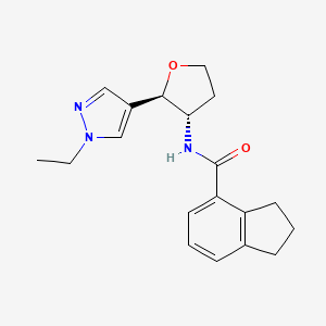 molecular formula C19H23N3O2 B7334762 N-[(2R,3S)-2-(1-ethylpyrazol-4-yl)oxolan-3-yl]-2,3-dihydro-1H-indene-4-carboxamide 