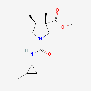 molecular formula C13H22N2O3 B7334870 methyl (3S,4S)-3,4-dimethyl-1-[(2-methylcyclopropyl)carbamoyl]pyrrolidine-3-carboxylate 