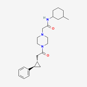 molecular formula C24H35N3O2 B7335074 N-(3-methylcyclohexyl)-2-[4-[2-[(1S,2R)-2-phenylcyclopropyl]acetyl]piperazin-1-yl]acetamide 