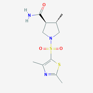 molecular formula C11H17N3O3S2 B7335173 (3S,4S)-1-[(2,4-dimethyl-1,3-thiazol-5-yl)sulfonyl]-4-methylpyrrolidine-3-carboxamide 