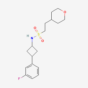 molecular formula C17H24FNO3S B7336340 N-[3-(3-fluorophenyl)cyclobutyl]-2-(oxan-4-yl)ethanesulfonamide 