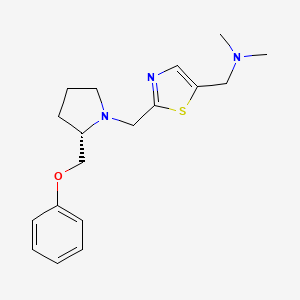 molecular formula C18H25N3OS B7336600 N,N-dimethyl-1-[2-[[(2S)-2-(phenoxymethyl)pyrrolidin-1-yl]methyl]-1,3-thiazol-5-yl]methanamine 