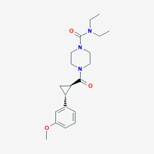 molecular formula C20H29N3O3 B7336617 N,N-diethyl-4-[(1R,2R)-2-(3-methoxyphenyl)cyclopropanecarbonyl]piperazine-1-carboxamide 