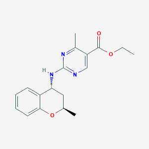 molecular formula C18H21N3O3 B7336684 ethyl 4-methyl-2-[[(2R,4R)-2-methyl-3,4-dihydro-2H-chromen-4-yl]amino]pyrimidine-5-carboxylate 