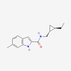 molecular formula C16H20N2O B7336986 N-[[(1R,2R)-2-ethylcyclopropyl]methyl]-6-methyl-1H-indole-2-carboxamide 