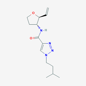 molecular formula C14H22N4O2 B7337047 N-[(2S,3R)-2-ethenyloxolan-3-yl]-1-(3-methylbutyl)triazole-4-carboxamide 