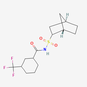molecular formula C15H22F3NO3S B7337137 N-[[(1S,4R)-2-bicyclo[2.2.1]heptanyl]sulfonyl]-3-(trifluoromethyl)cyclohexane-1-carboxamide 