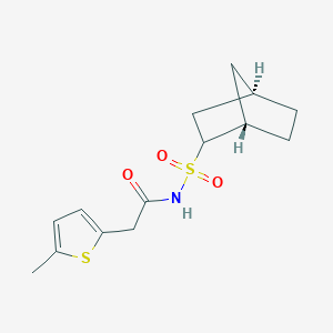 molecular formula C14H19NO3S2 B7337144 N-[[(1S,4R)-2-bicyclo[2.2.1]heptanyl]sulfonyl]-2-(5-methylthiophen-2-yl)acetamide 
