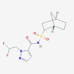 molecular formula C13H17F2N3O3S B7337165 N-[[(1S,4R)-2-bicyclo[2.2.1]heptanyl]sulfonyl]-2-(2,2-difluoroethyl)pyrazole-3-carboxamide 