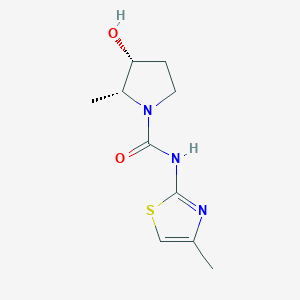 molecular formula C10H15N3O2S B7337189 (2R,3R)-3-hydroxy-2-methyl-N-(4-methyl-1,3-thiazol-2-yl)pyrrolidine-1-carboxamide 