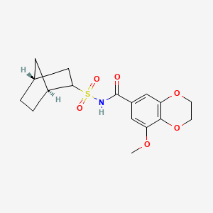 molecular formula C17H21NO6S B7337191 N-[[(1S,4R)-2-bicyclo[2.2.1]heptanyl]sulfonyl]-5-methoxy-2,3-dihydro-1,4-benzodioxine-7-carboxamide 