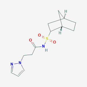 molecular formula C13H19N3O3S B7337195 N-[[(1S,4R)-2-bicyclo[2.2.1]heptanyl]sulfonyl]-3-pyrazol-1-ylpropanamide 
