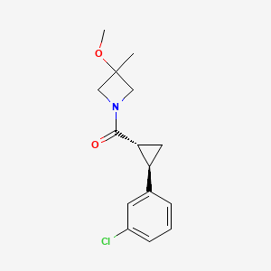 molecular formula C15H18ClNO2 B7337309 [(1R,2R)-2-(3-chlorophenyl)cyclopropyl]-(3-methoxy-3-methylazetidin-1-yl)methanone 