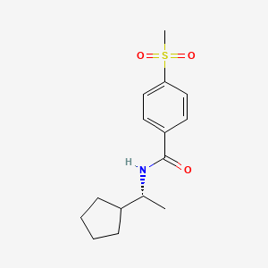 molecular formula C15H21NO3S B7337421 N-[(1R)-1-cyclopentylethyl]-4-methylsulfonylbenzamide 
