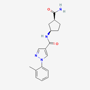 molecular formula C17H20N4O2 B7337447 N-[(1R,3S)-3-carbamoylcyclopentyl]-1-(2-methylphenyl)pyrazole-4-carboxamide 