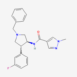 molecular formula C22H23FN4O B7337571 N-[(3S,4R)-1-benzyl-4-(3-fluorophenyl)pyrrolidin-3-yl]-1-methylpyrazole-4-carboxamide 