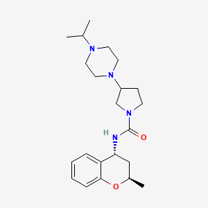 molecular formula C22H34N4O2 B7337589 N-[(2R,4R)-2-methyl-3,4-dihydro-2H-chromen-4-yl]-3-(4-propan-2-ylpiperazin-1-yl)pyrrolidine-1-carboxamide 
