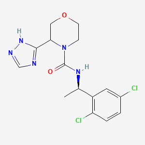 molecular formula C15H17Cl2N5O2 B7337590 N-[(1R)-1-(2,5-dichlorophenyl)ethyl]-3-(1H-1,2,4-triazol-5-yl)morpholine-4-carboxamide 